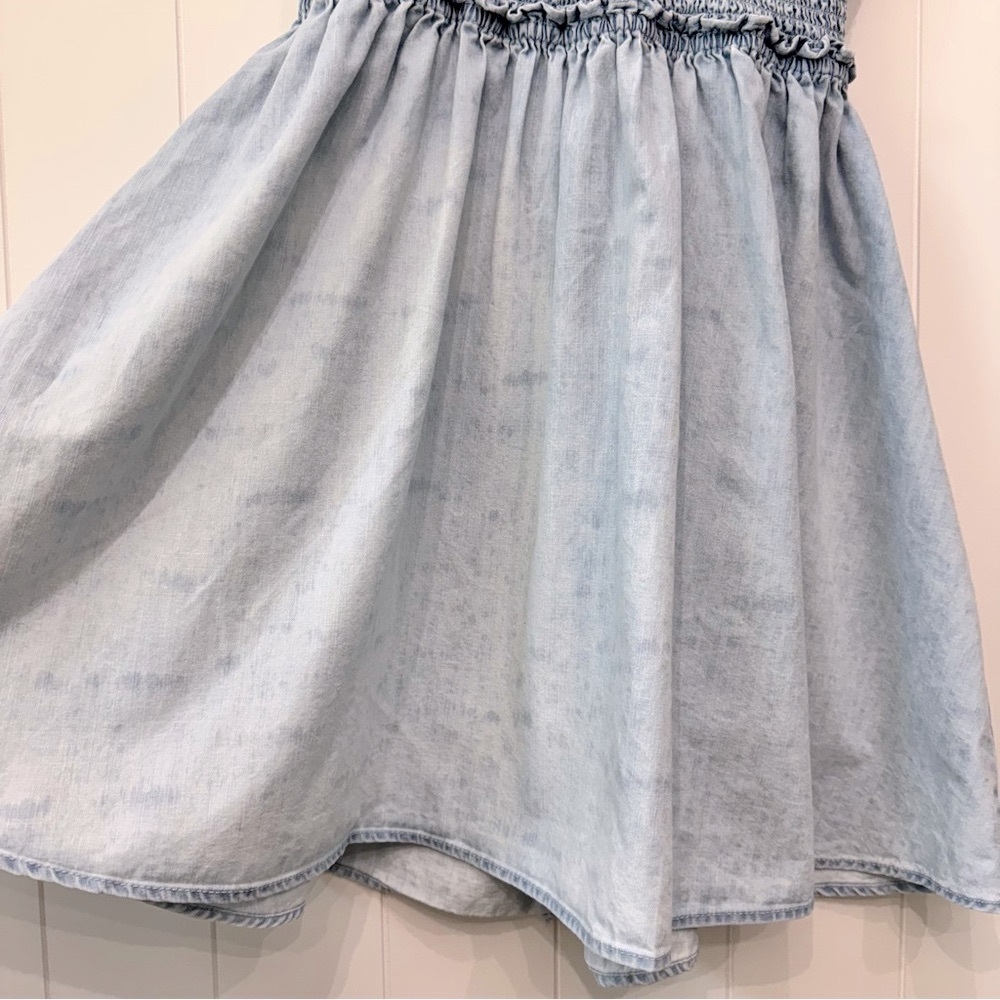 Free People Daphne Denim Babydoll Mini Dress Lace Up Back Size XS - Picture 3 of 13